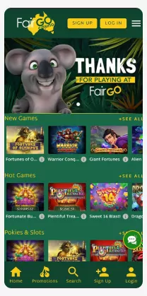 Fair Go Australia mobile app registration page with step-by-step instructions.